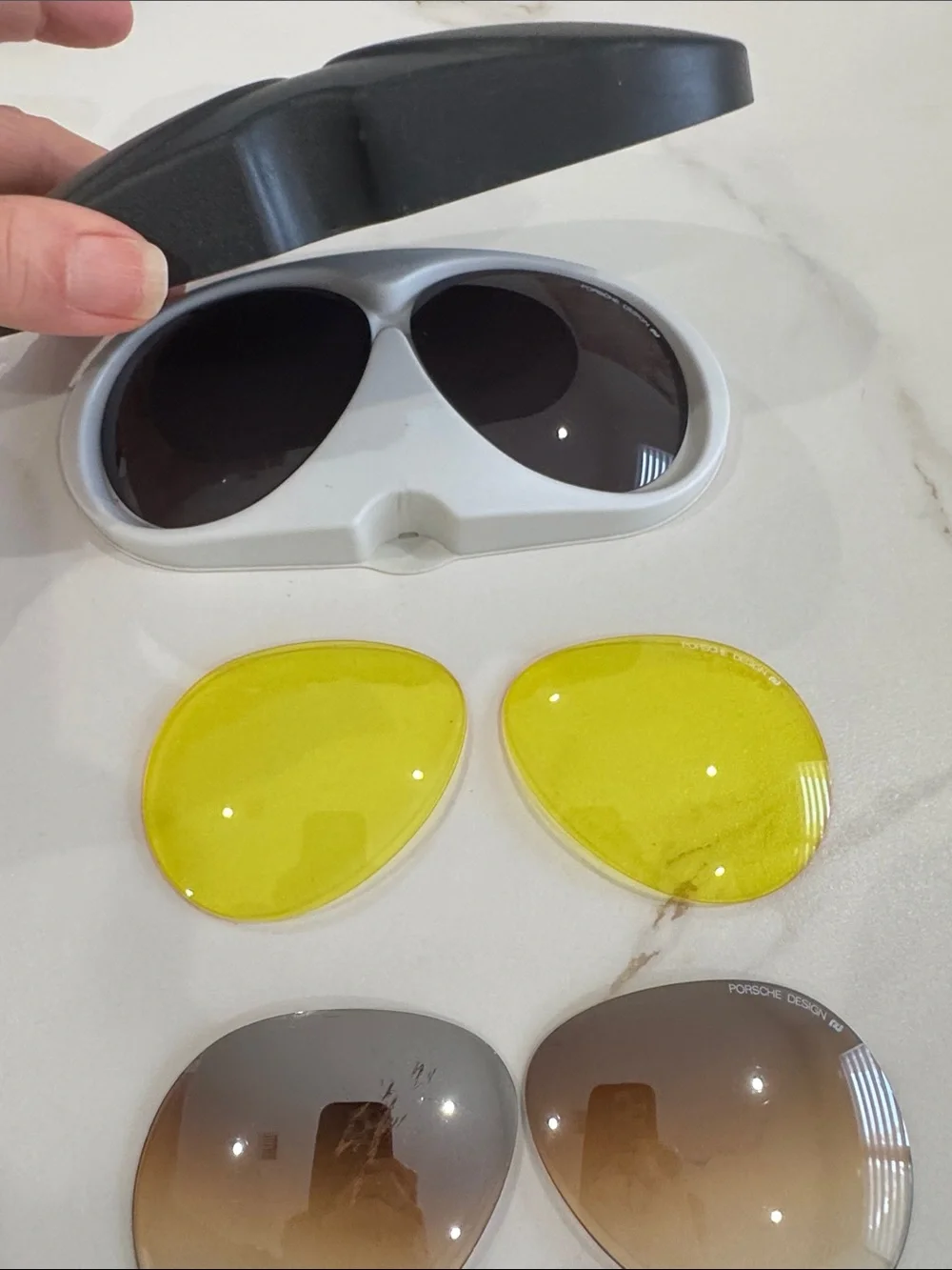 Porsche Design Red and Gold Aviator Sunglasses - Picture 5 of 13